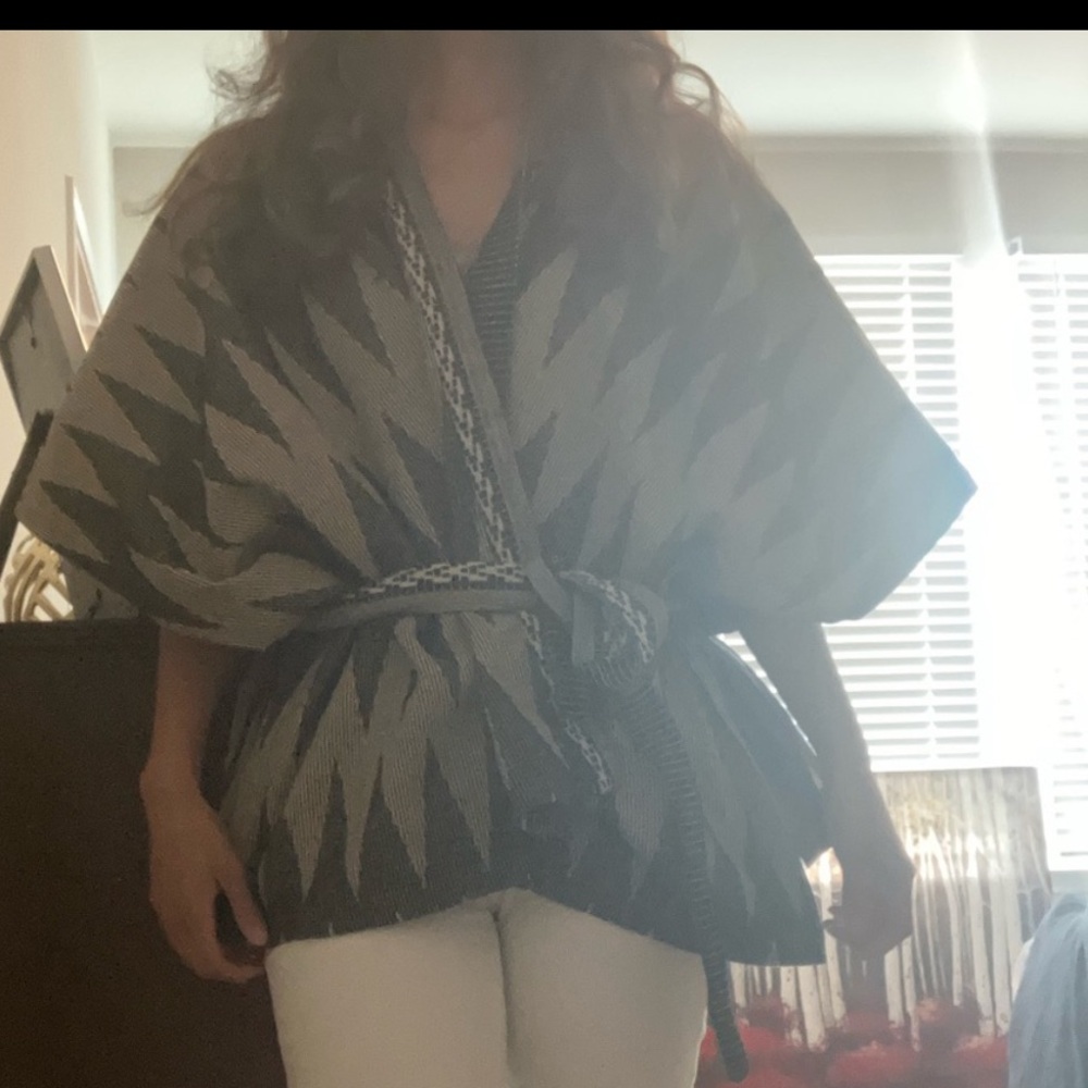Free People Kimono black and grey poncho